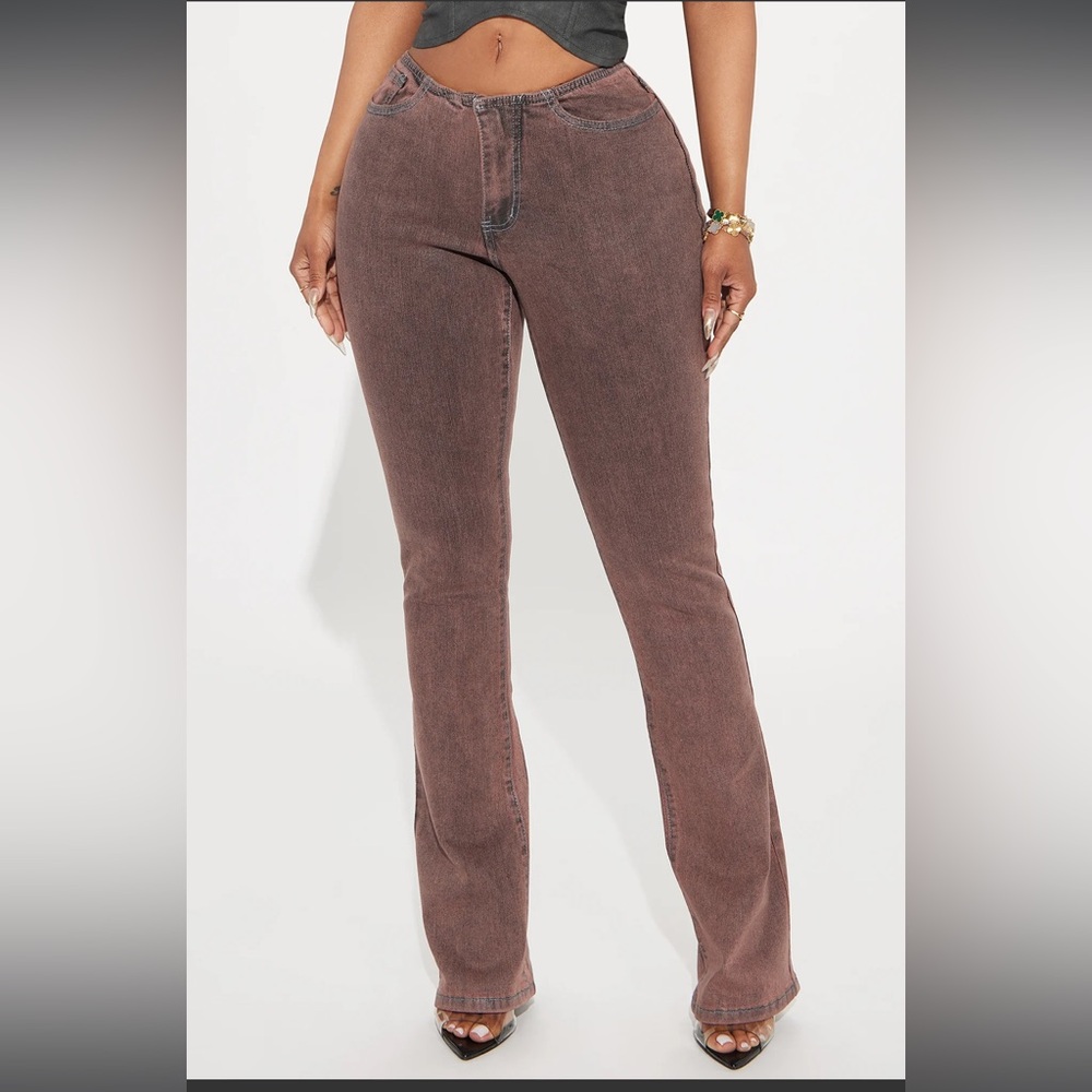Love Lost Coated Bootcut Jeans - Pink